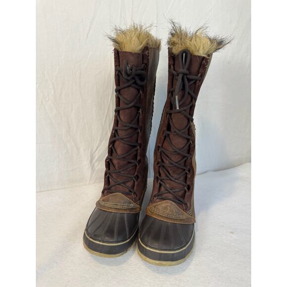 Sorel Cate The Great Tall Brown Tan Fur-Lined Waterproof Women Boots Size 9 - Picture 8 of 10